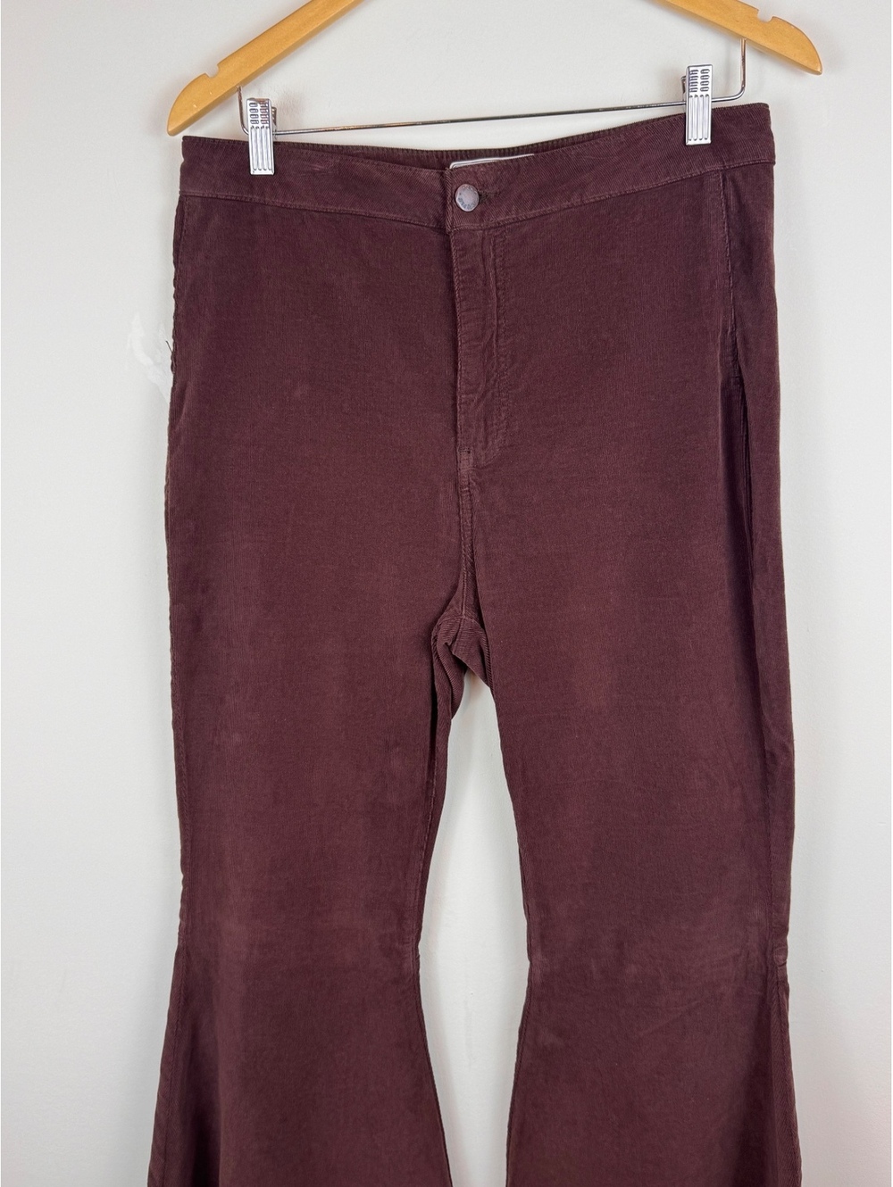 Free People Just Float On Corduroy Flare Pants Plum Size 30 Raw Hem Boho - Picture 4 of 13